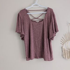 Maurices Textured Plum Blouse with Crisscross Back